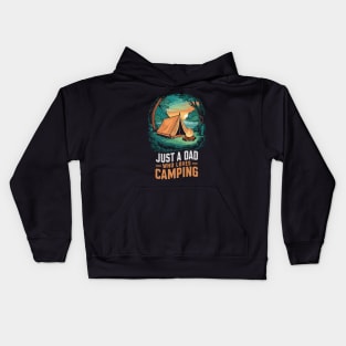 Just A Dad Who Loves Camping. Funny Camper Kids Hoodie